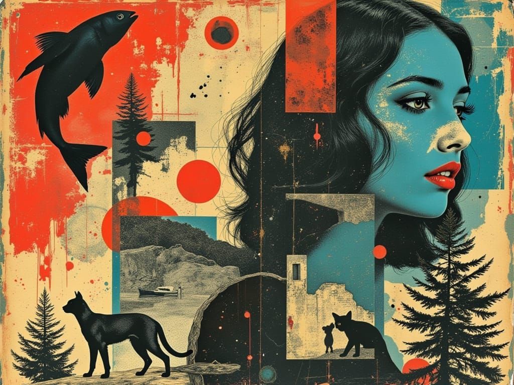 Surreal Cubist Collage in Vibrant Colors