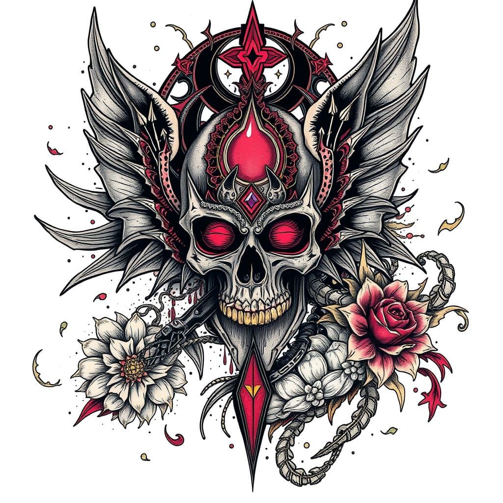 Bold Gothic Flash Tattoo Designs with Ornate Details