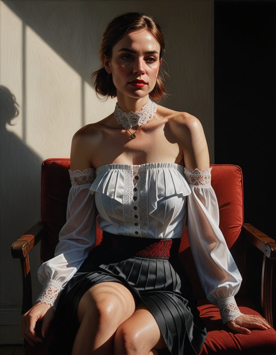 Hyper-Realistic Psychologist Portrait in Micro Skirt