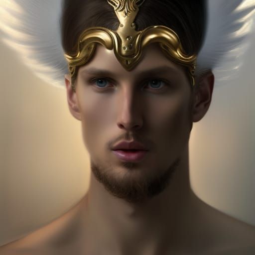 Angelic Supermodel in Winged Headdress, Digital Art