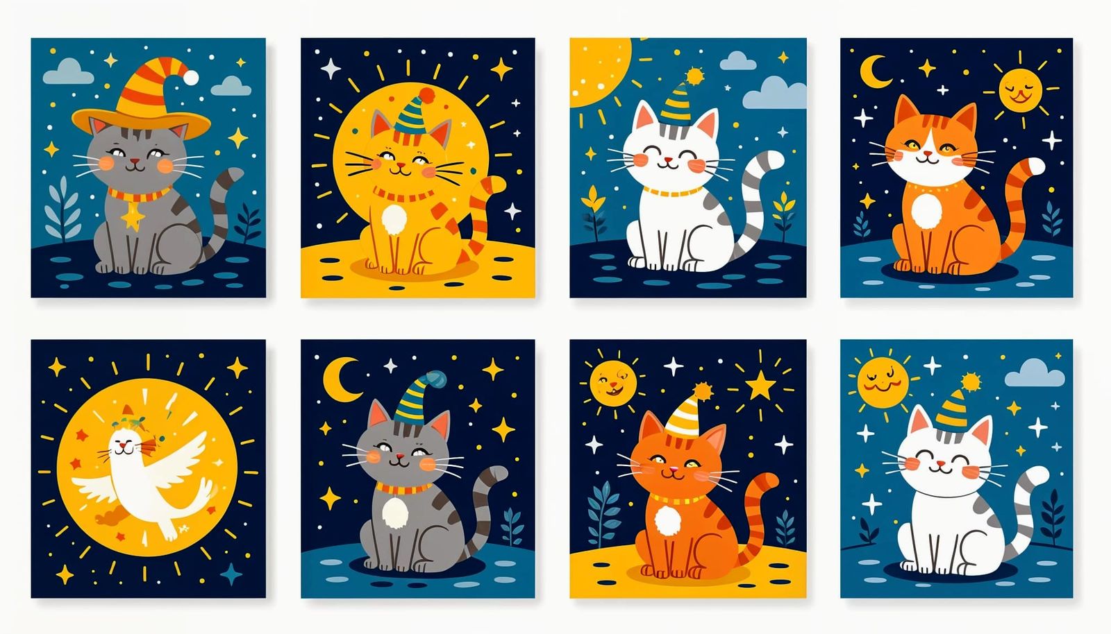 Whimsical Cat in Sunlit Hat