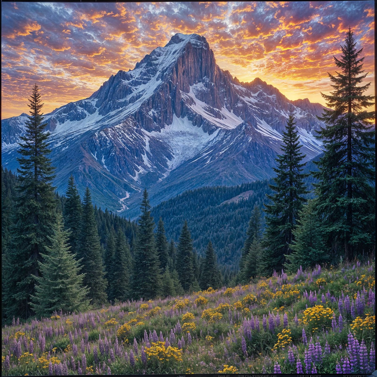 Stained Glass Mountain Peak in Cathedral Mosaic