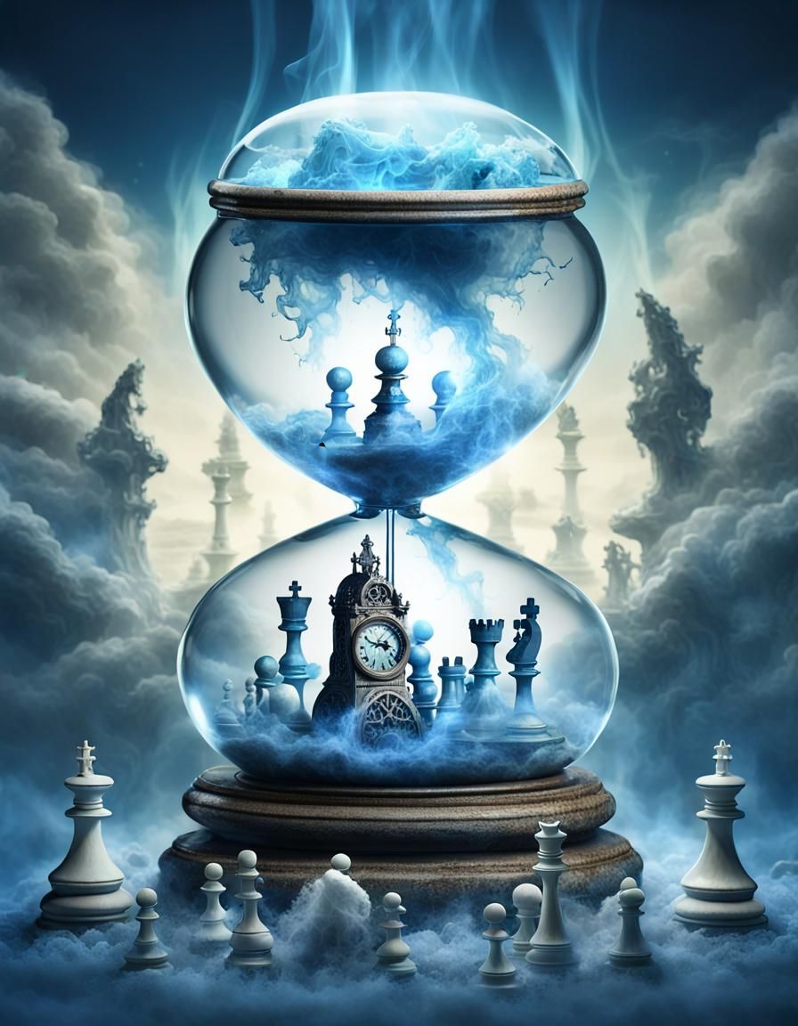 Surreal Giant Hourglass with Miniature Animals in 3D