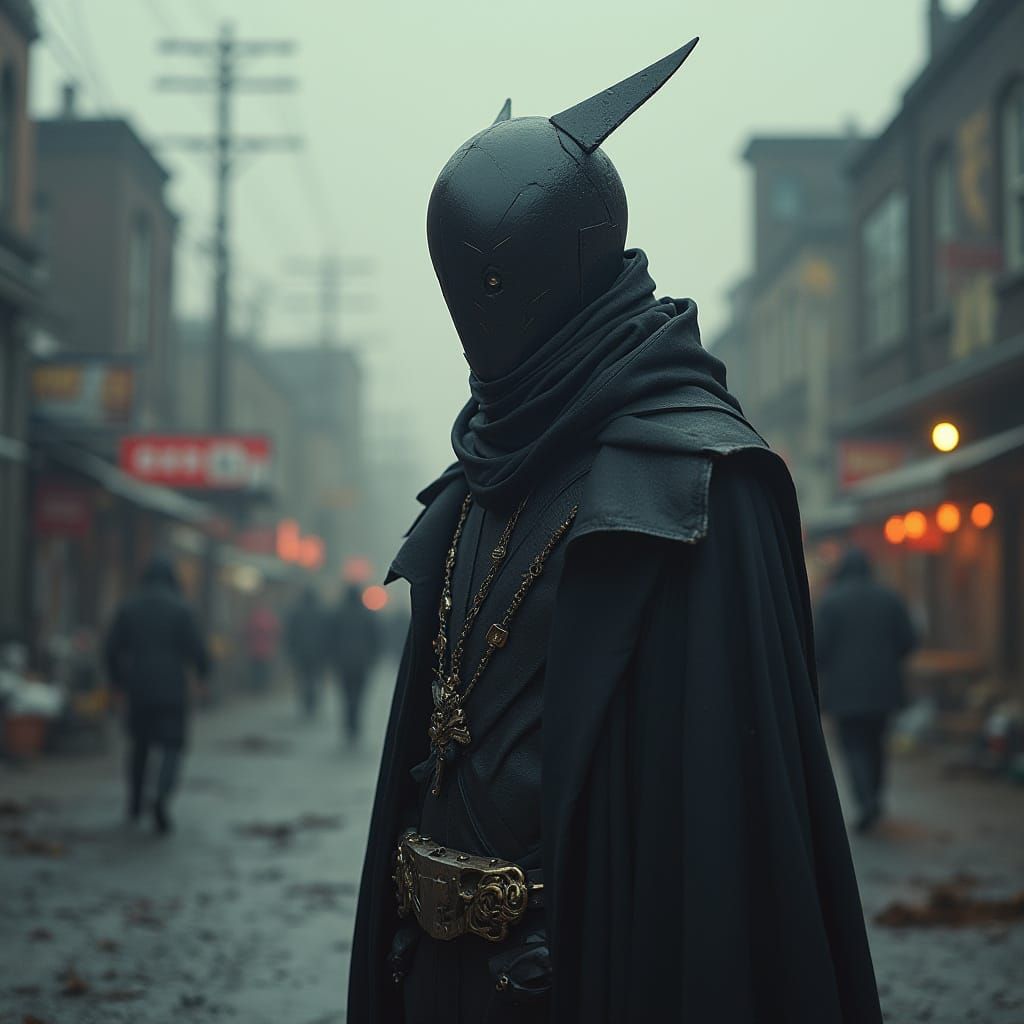 Mystical King in Post-Apocalyptic City, Syd Mead Style