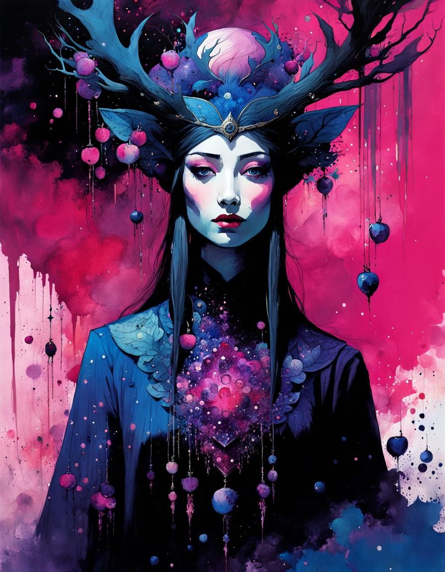 Dreamy Elf Queen in Watercolour and Oil