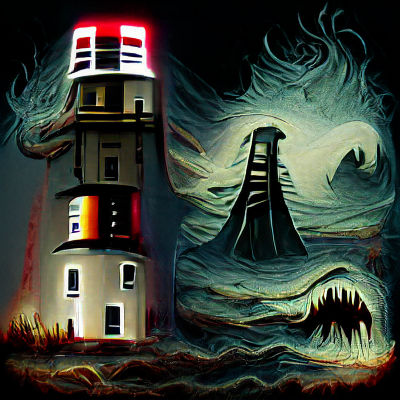 Eerie Lighthouse at Night: Horror Scene