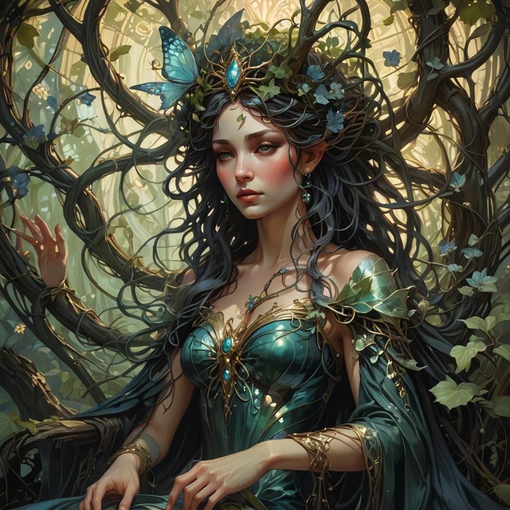 Shadow Fairy Queen in Dark Fantasy Art