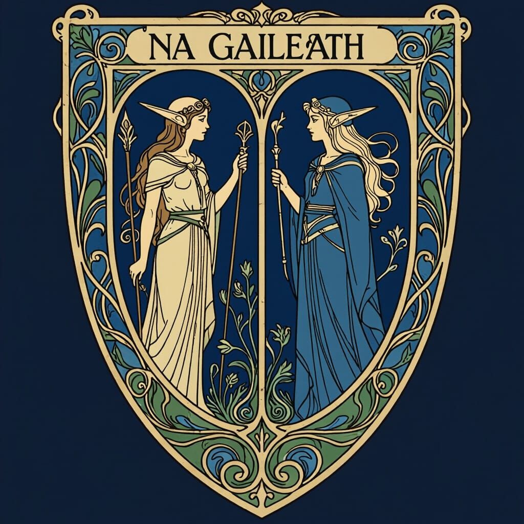 Woodland Elf Royal Crest in Art Nouveau Style