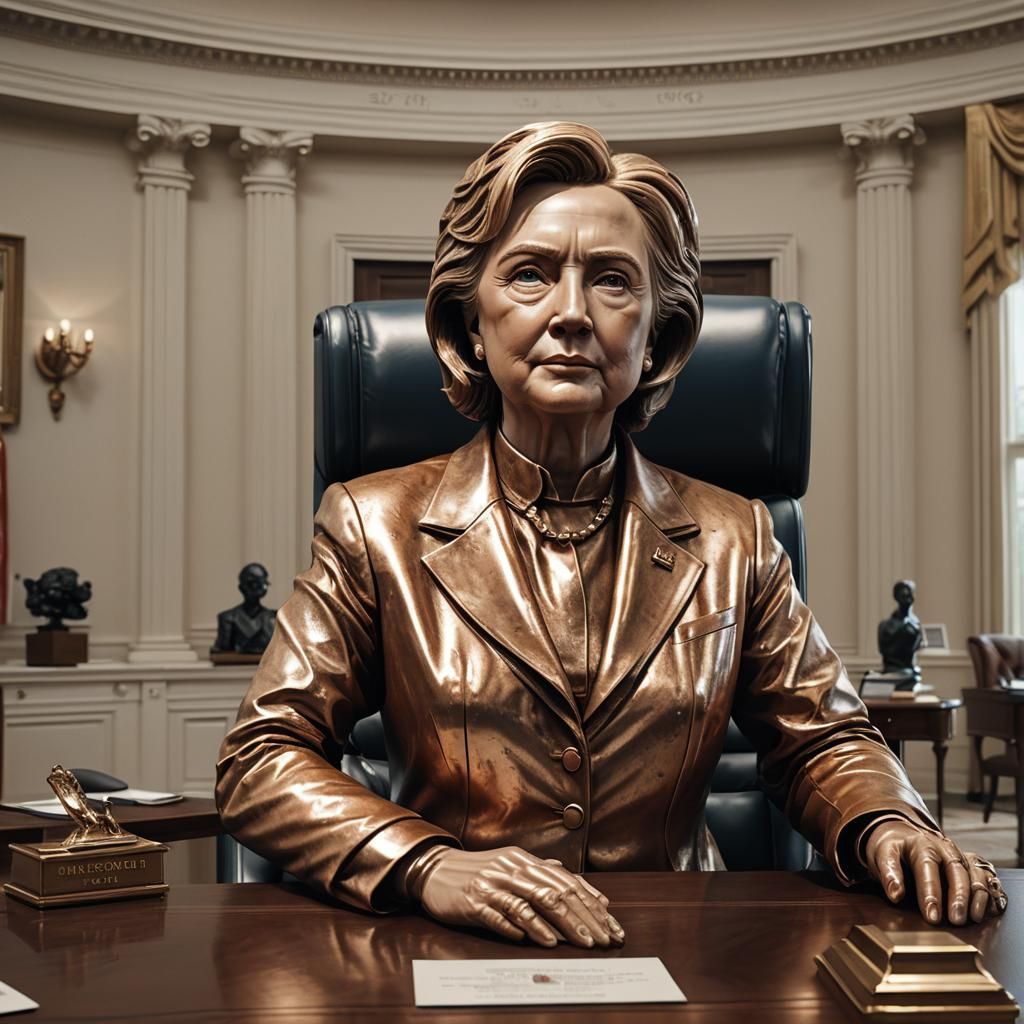 Statue of Hillary Clinton in the Oval Office