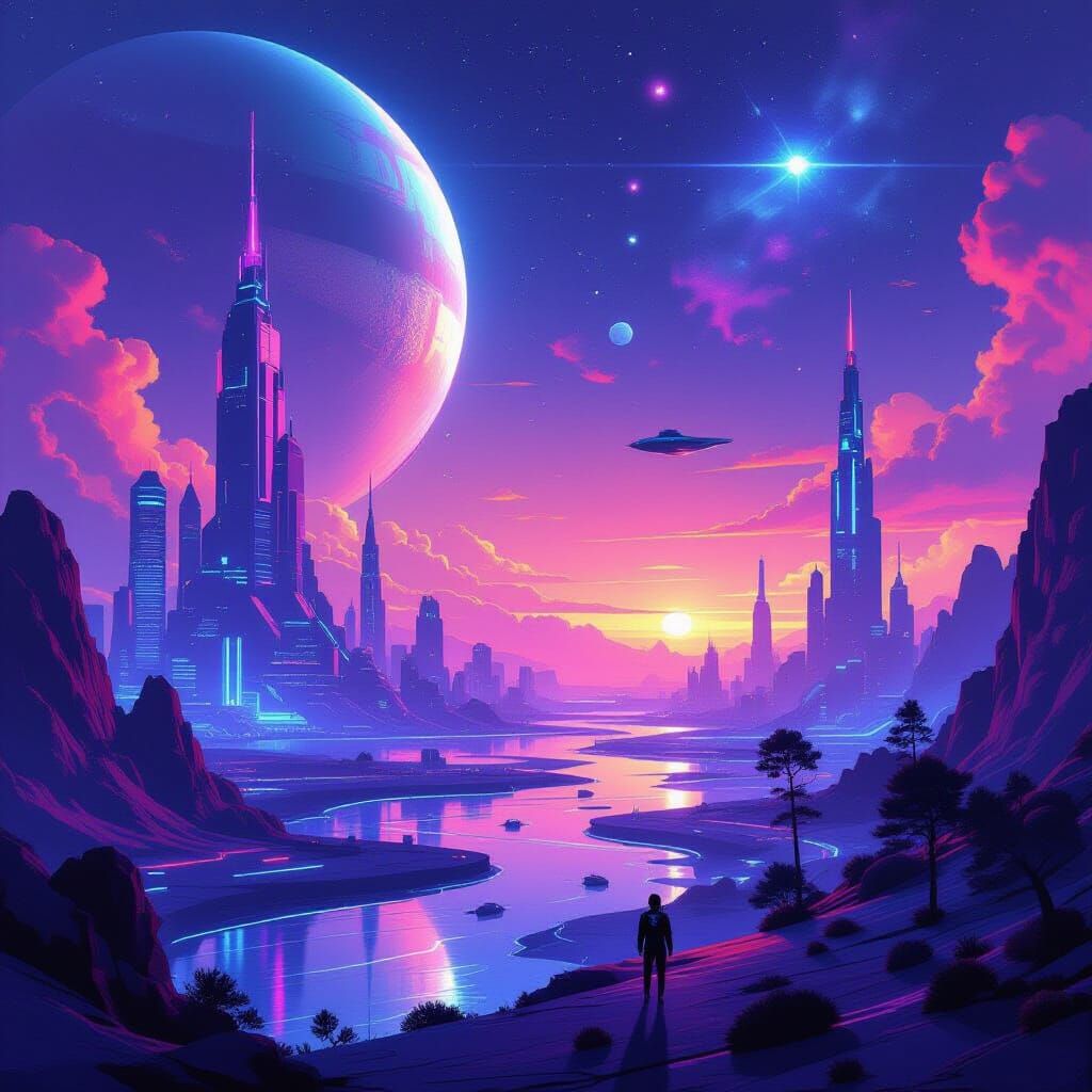 Pandaverse: Neon Landscapes and Futuristic Alien Worlds