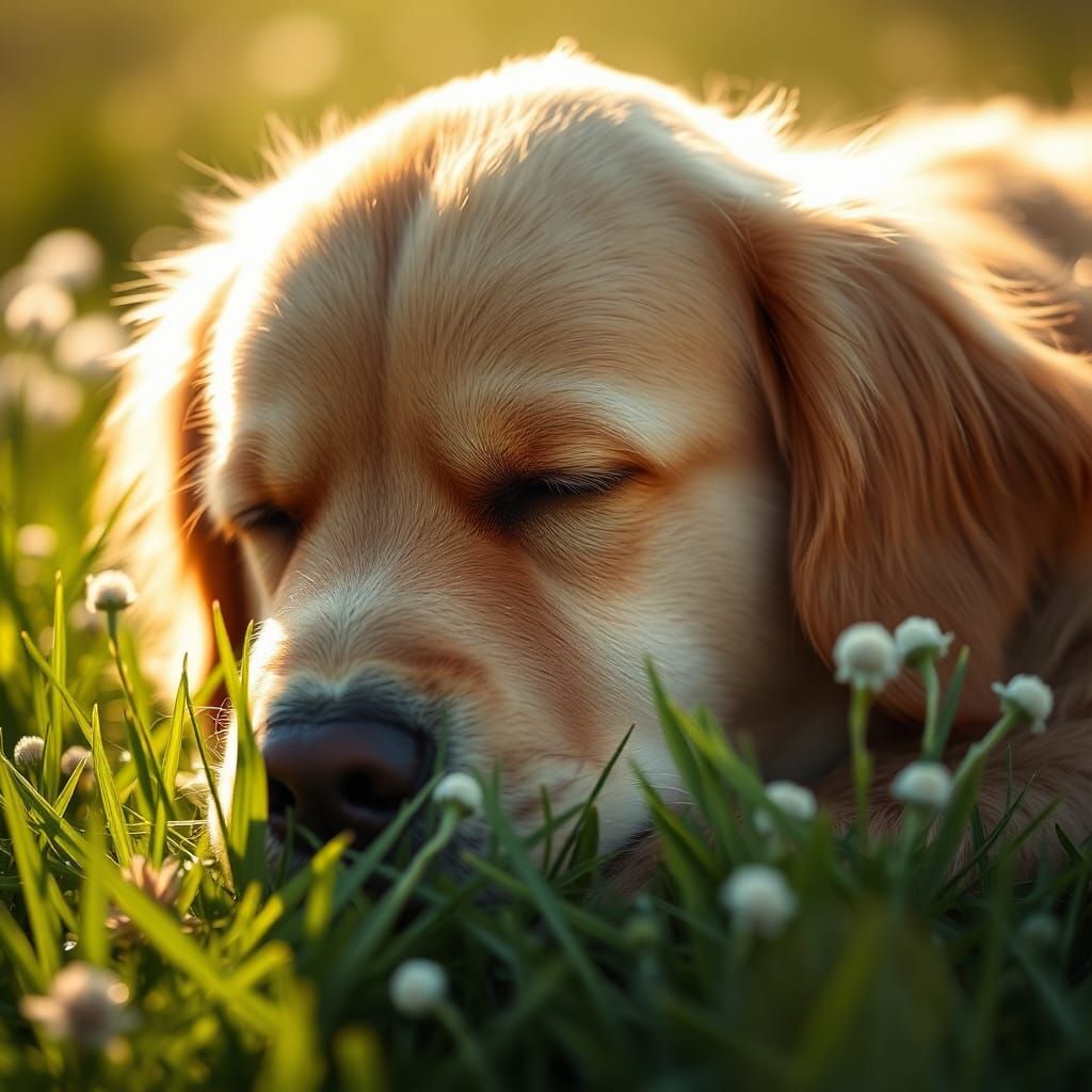 Golden Retriever Portrait in Warm Light