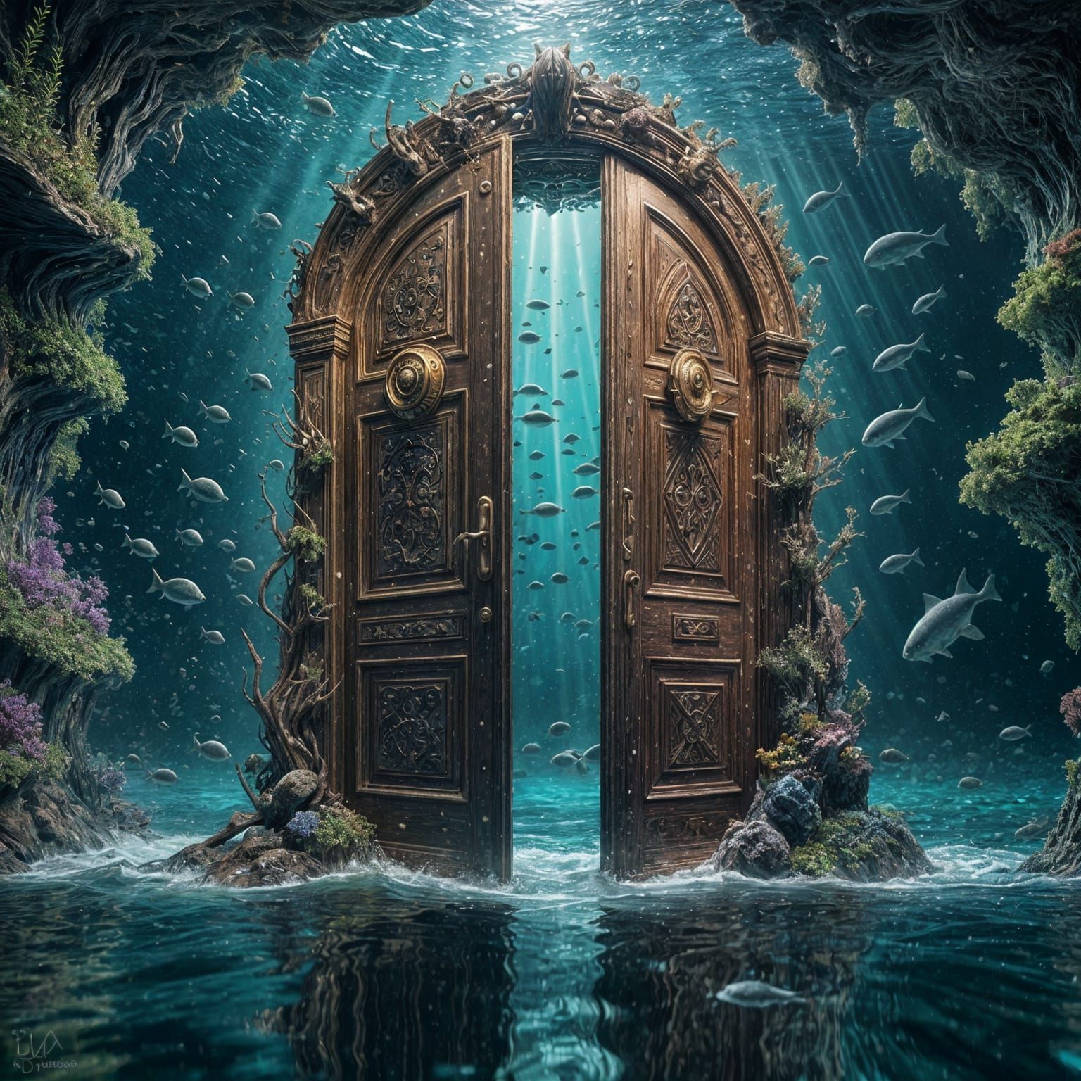 Stardust Door Reveals Cosmic Underwater World