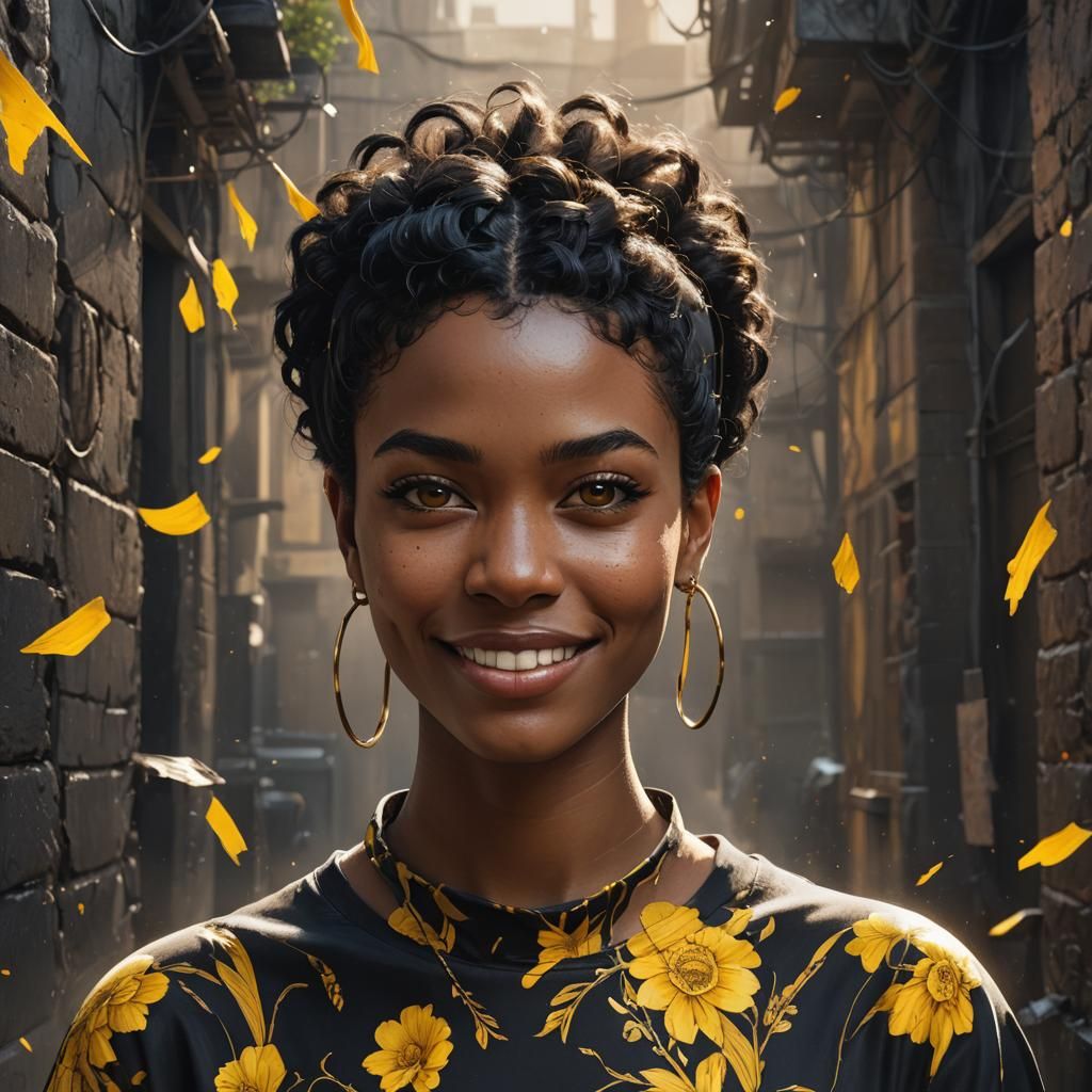 Hyperrealistic Portrait of a Young Woman with Streaked Hair