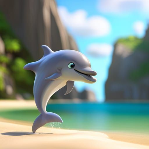 Cute Dolphin in Detailed Fantasy Art