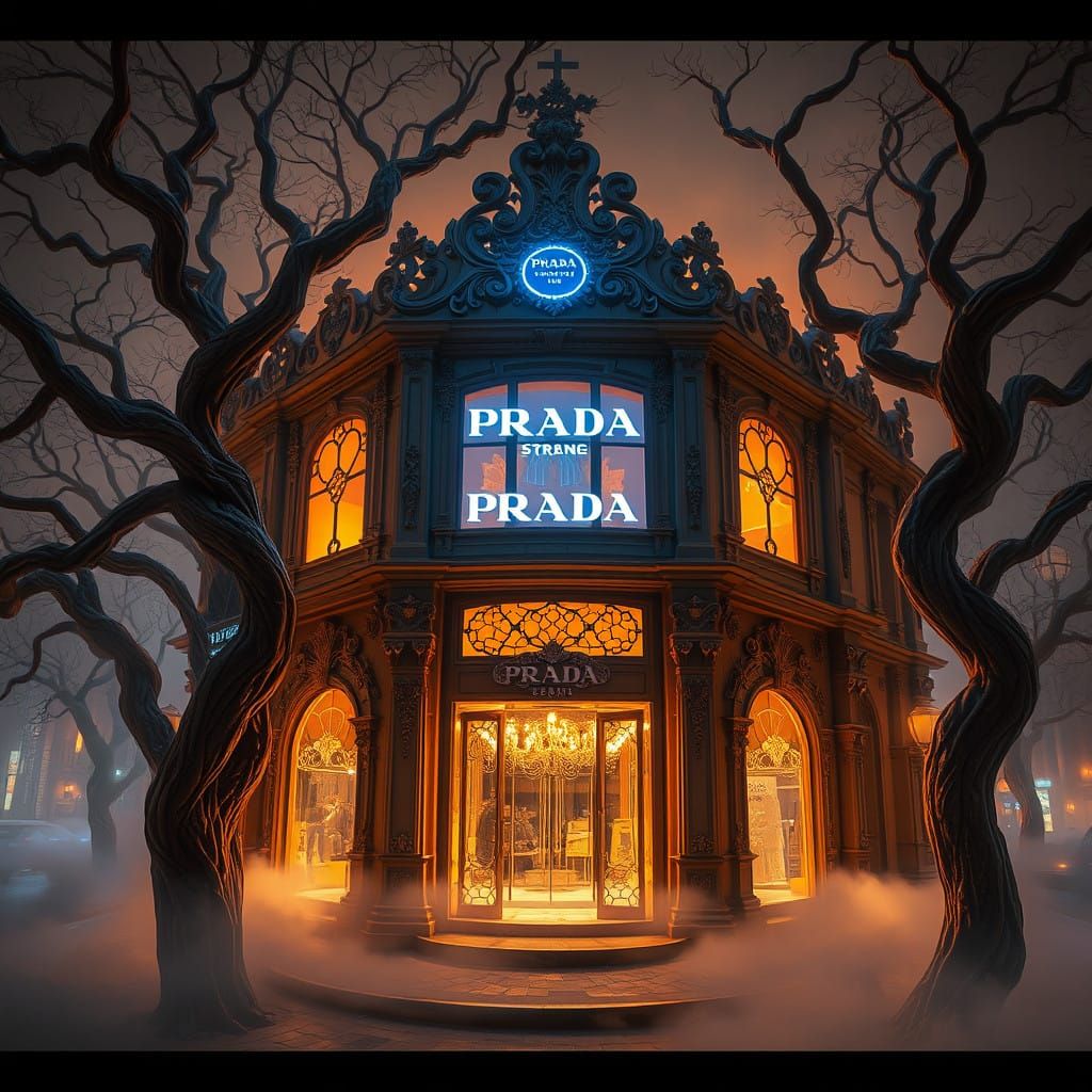 Ethereal Prada Storefront in Mystic Metropolis