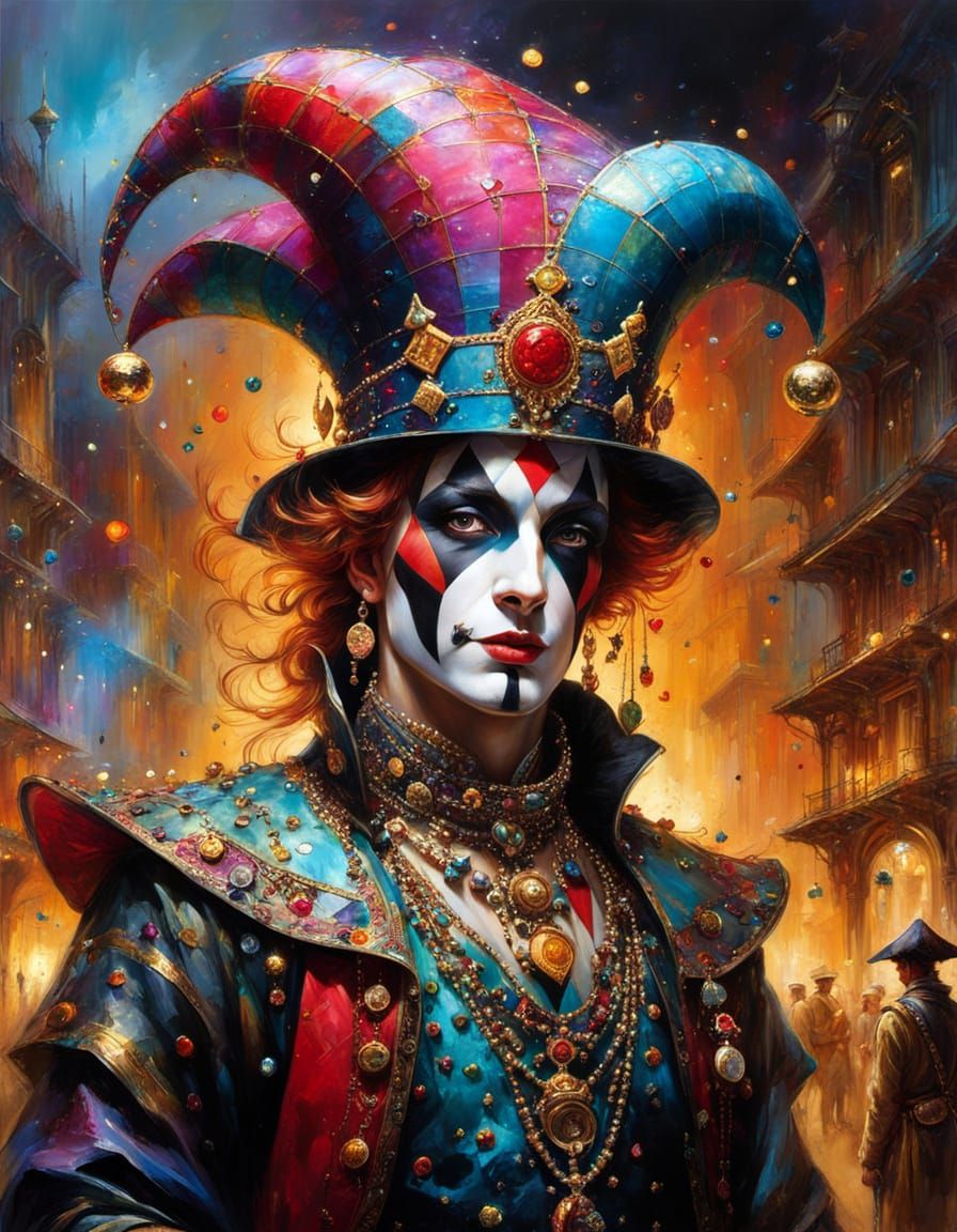Harlequin in the street