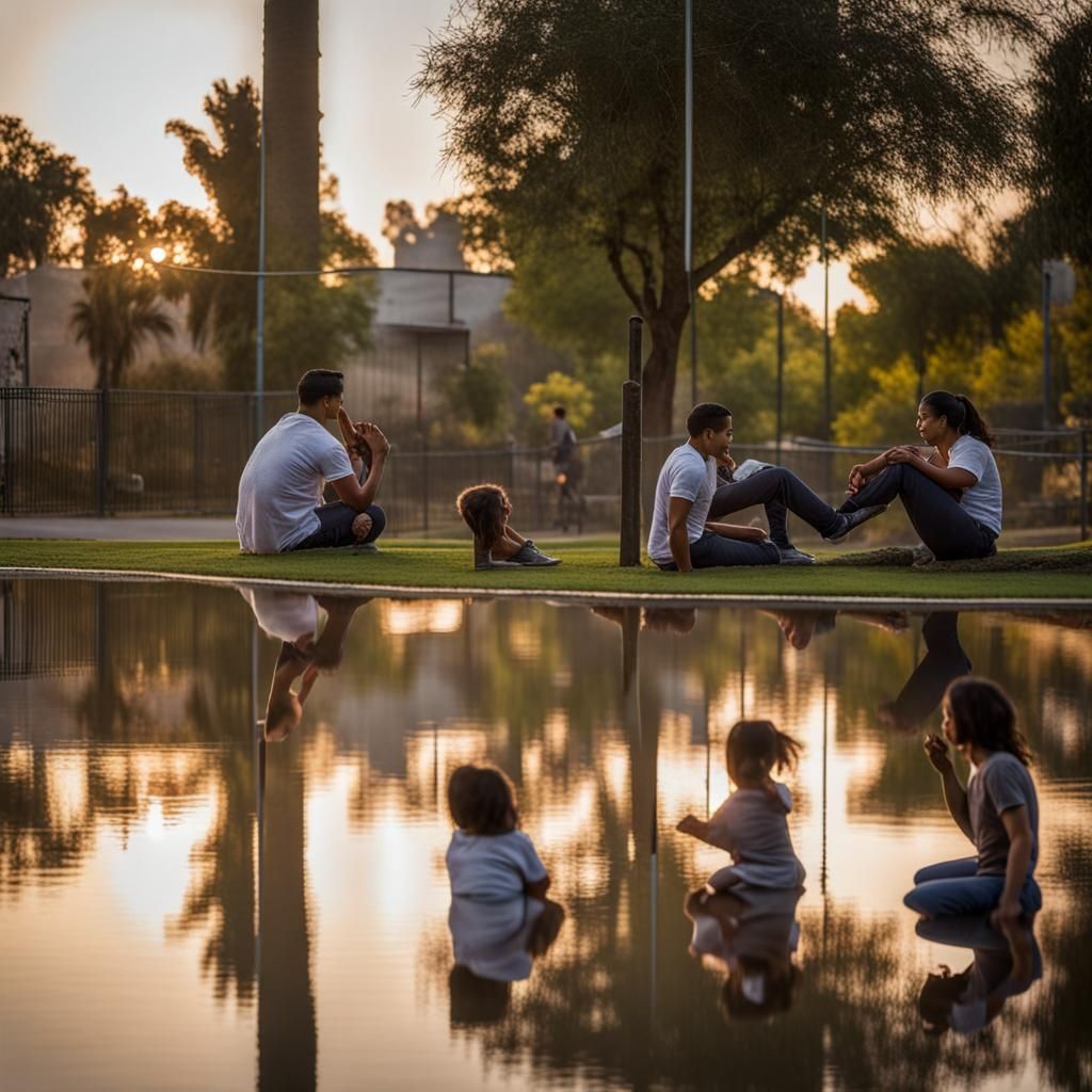 Latino Family's Joyful Afternoon in the Park