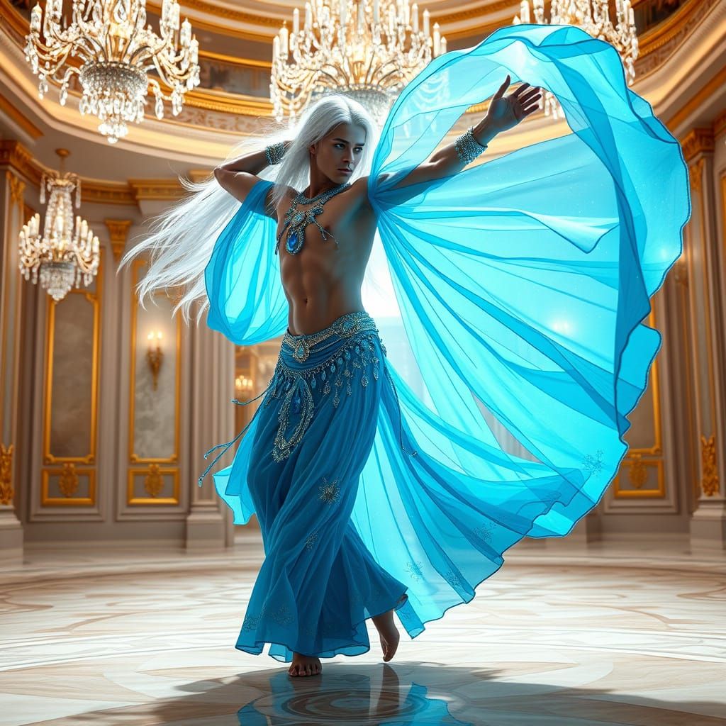 Ethereal Ballroom Dancer in Opulent Cerulean Blue