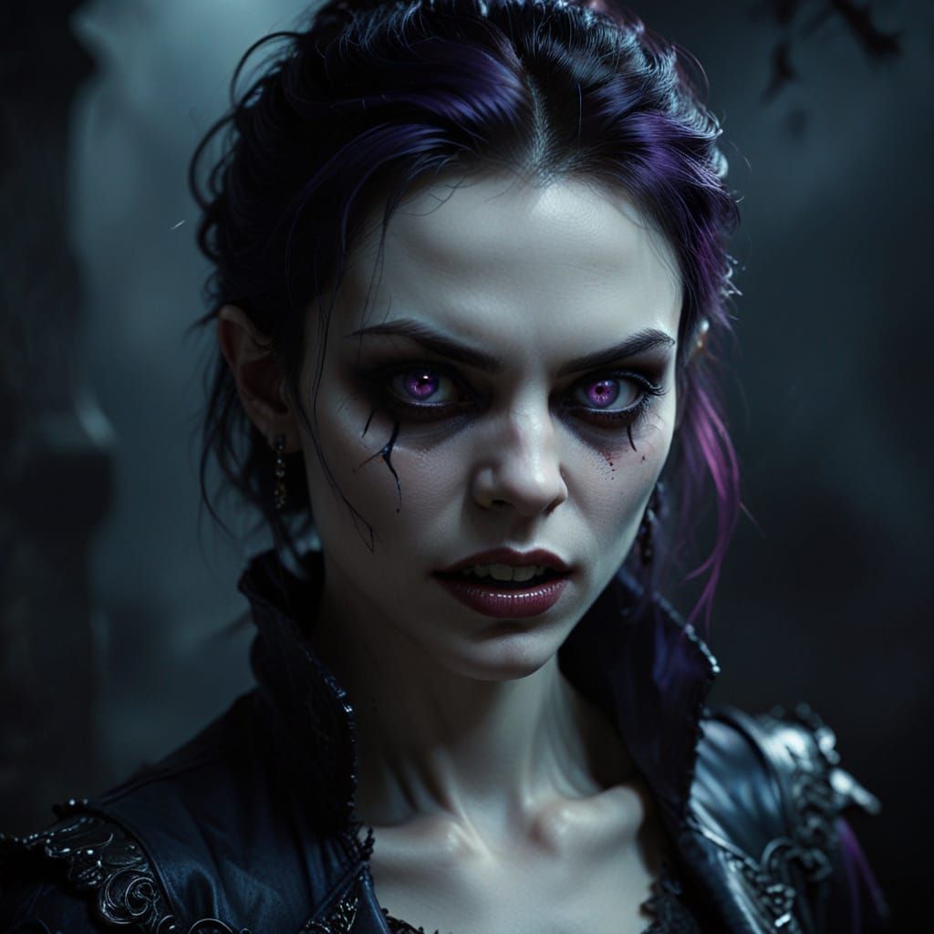 Ethereal Vampire Portrait in Dark Gothic Style