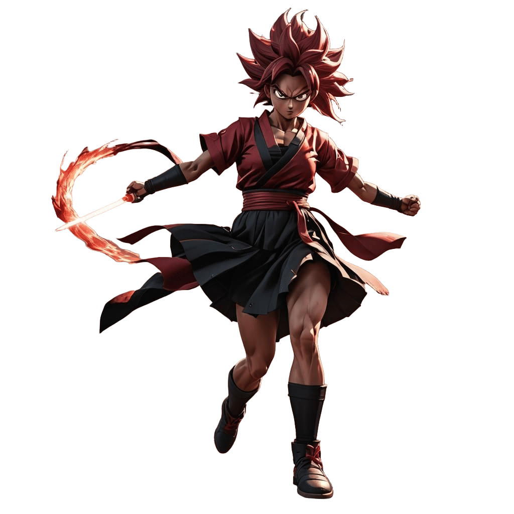 Saiyan Woman Swordmaster in 3D Anime Art