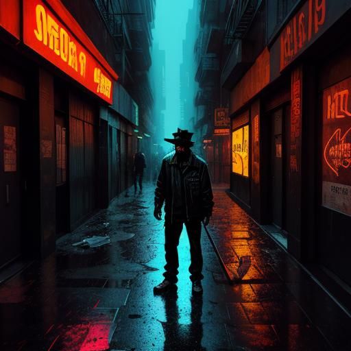 Urban Chaos: Homeless Man in Basquiat-Style Illustration