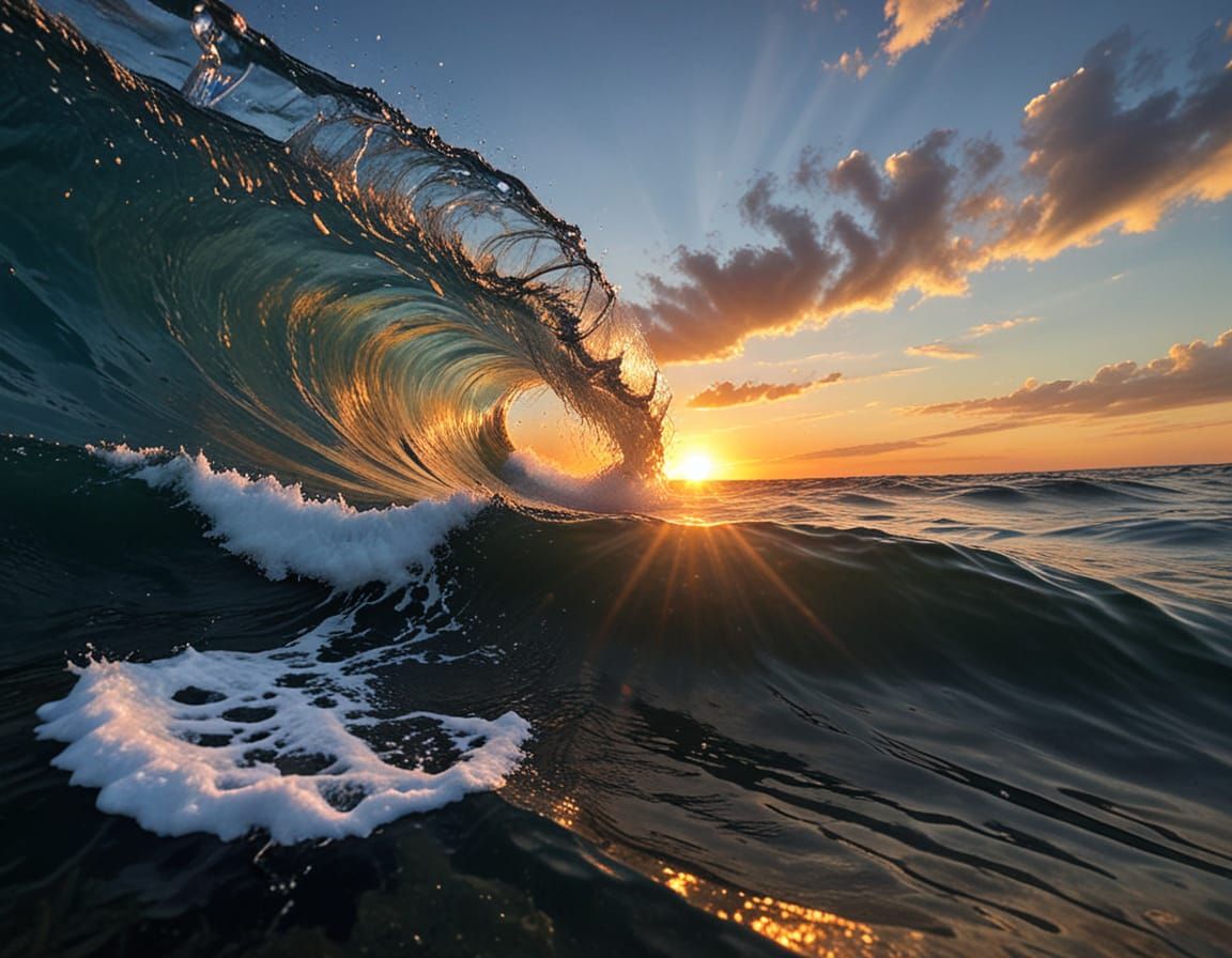 Surreal Sunset Scene Under the Ocean Surface