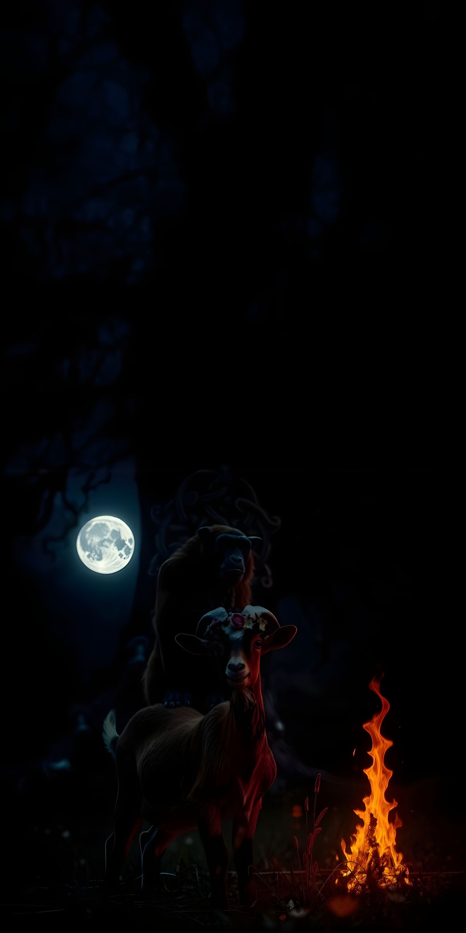 Nanny Goat Queen with Ape Under World Tree