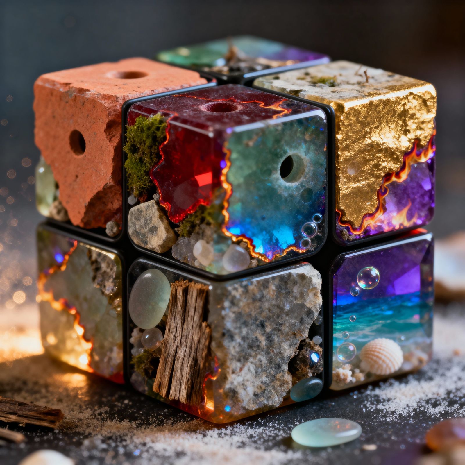 Gemstone Rubik's Cube with Adorable Scenes