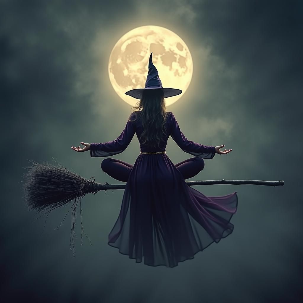 Yoga Witch Under Moonlight in Greg Ruth Style
