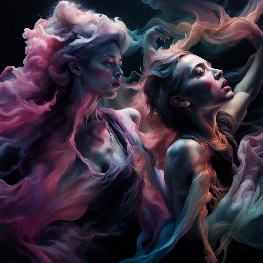 Gorgeous Women Dancing in Acrylic Style