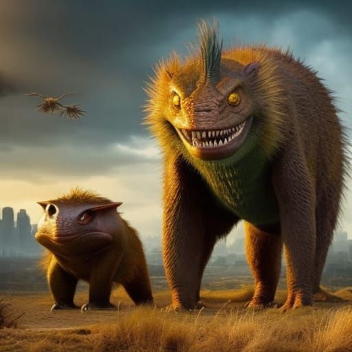 Menacing Reptile Creature in Hyperreal Close-Up