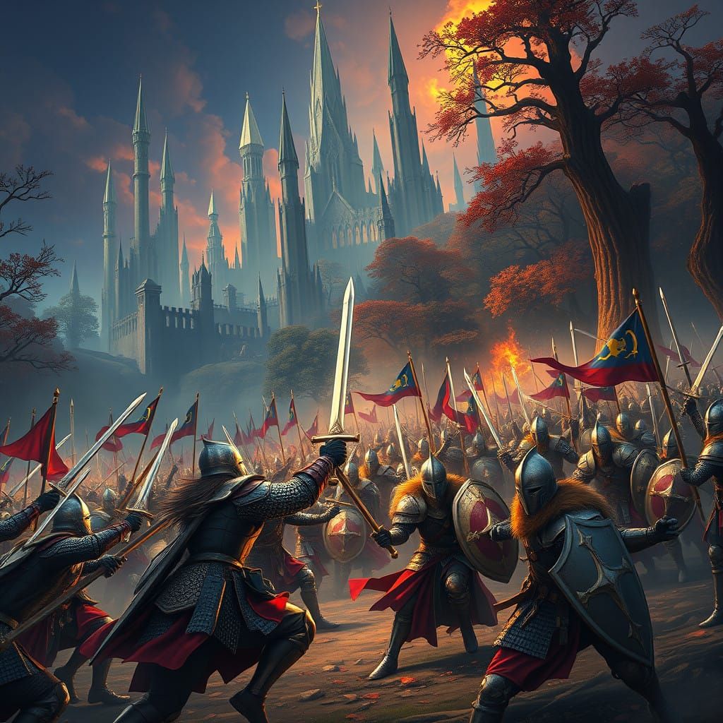 Medieval Warriors Clash in Fantastical Realm