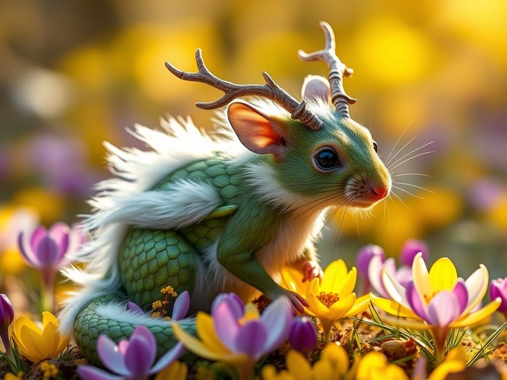 Majestic Dragon Mouse in Vibrant Floral Forest