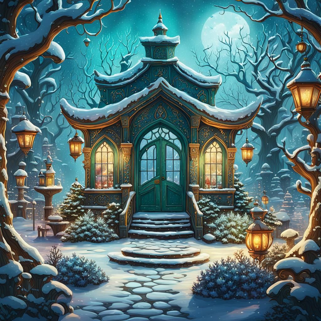 Whimsical Winter Garden: Vintage Illustration