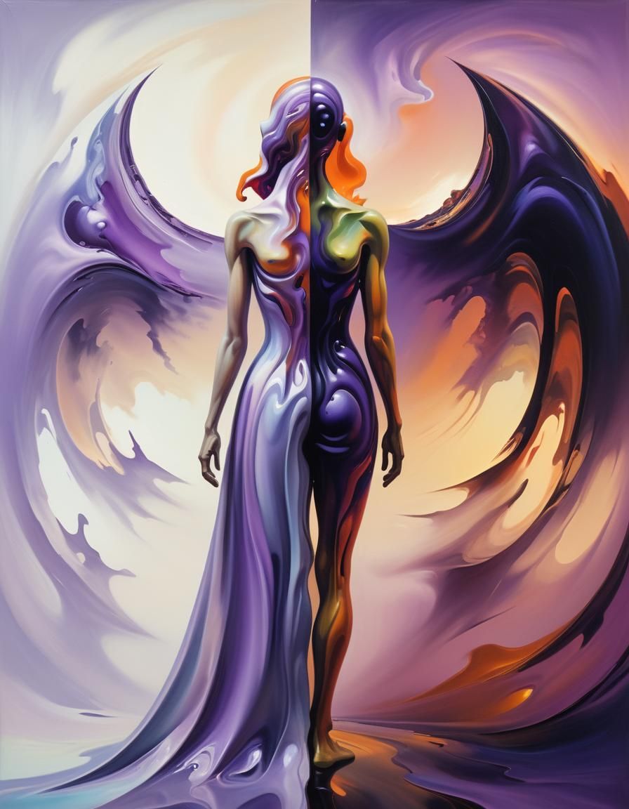 Surreal Entities Emerge in a Vivid Oil Painting