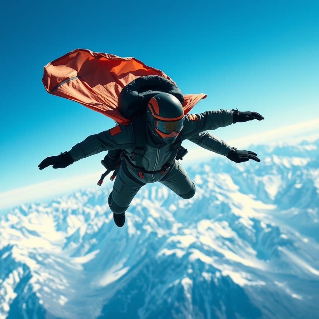 Wingsuit Soaring in a Futuristic Landscape