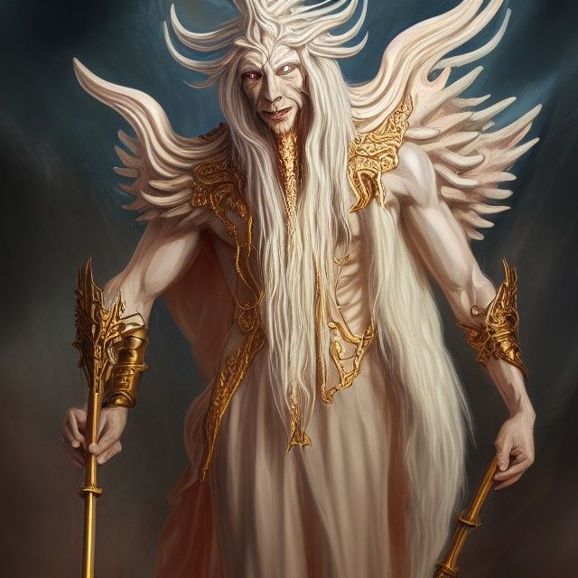 Ornate Albino Nephilim God Wizard Fantasy Art