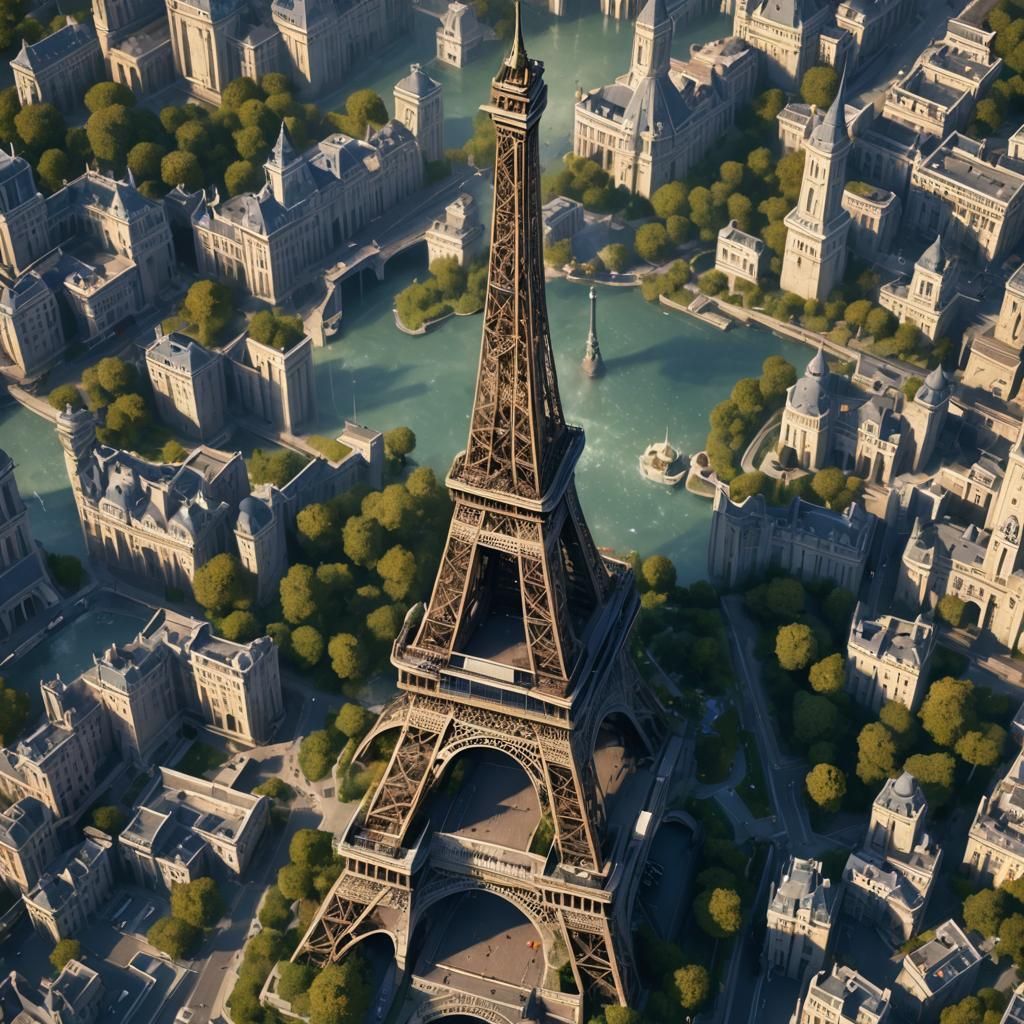 Detailed Matte Painting of the Eiffel Tower