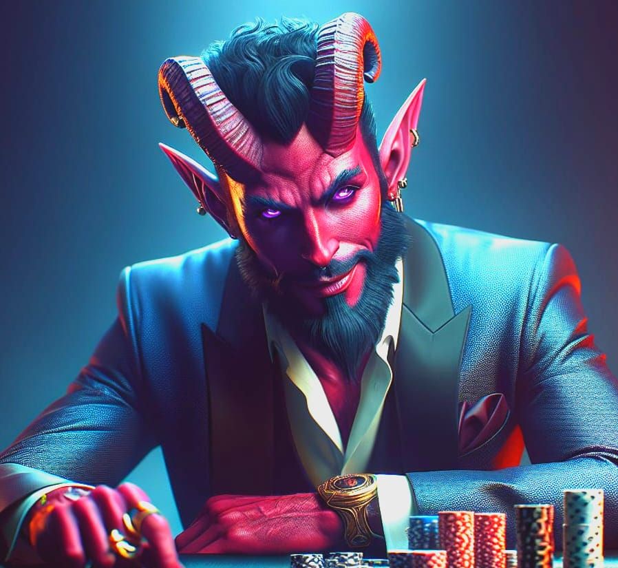 Tiefling Gambler in Detailed Matte Painting