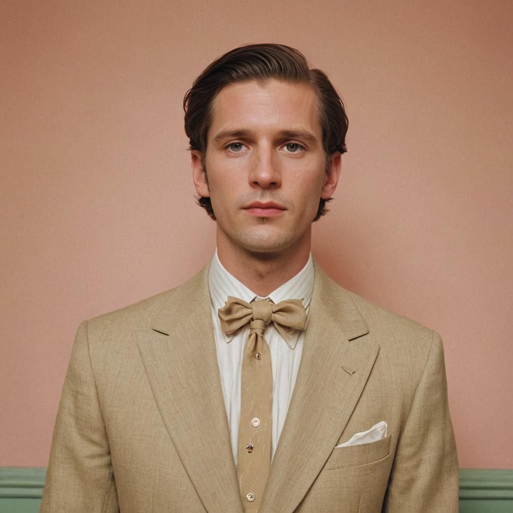 Elegant Man Portrait in Wes Anderson Style