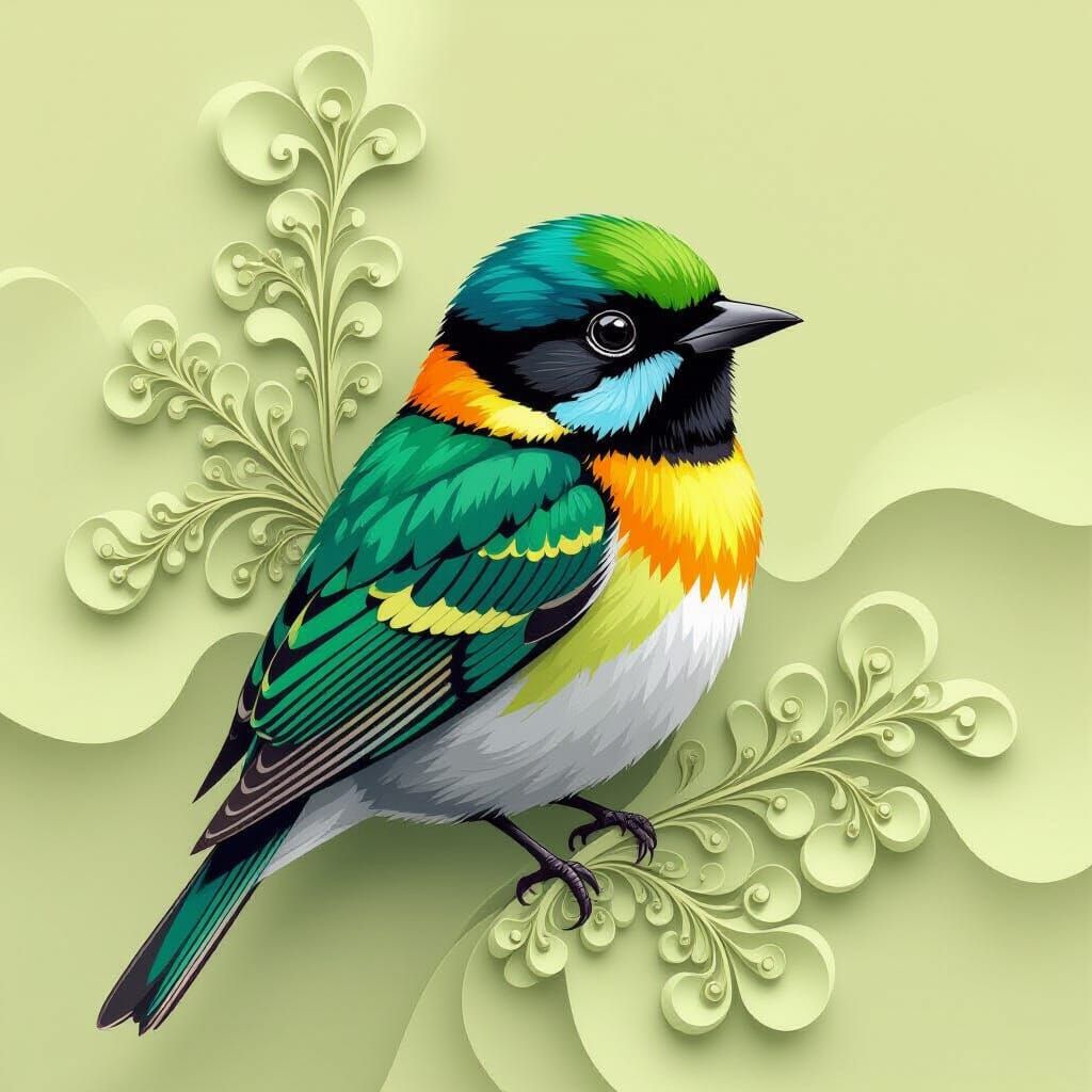 Abstract Bird Fractal Illustration with Dynamic Lighting