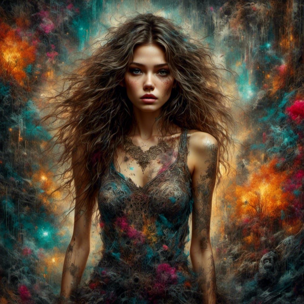 Lush Garden: Woman in Diaphanous Dress