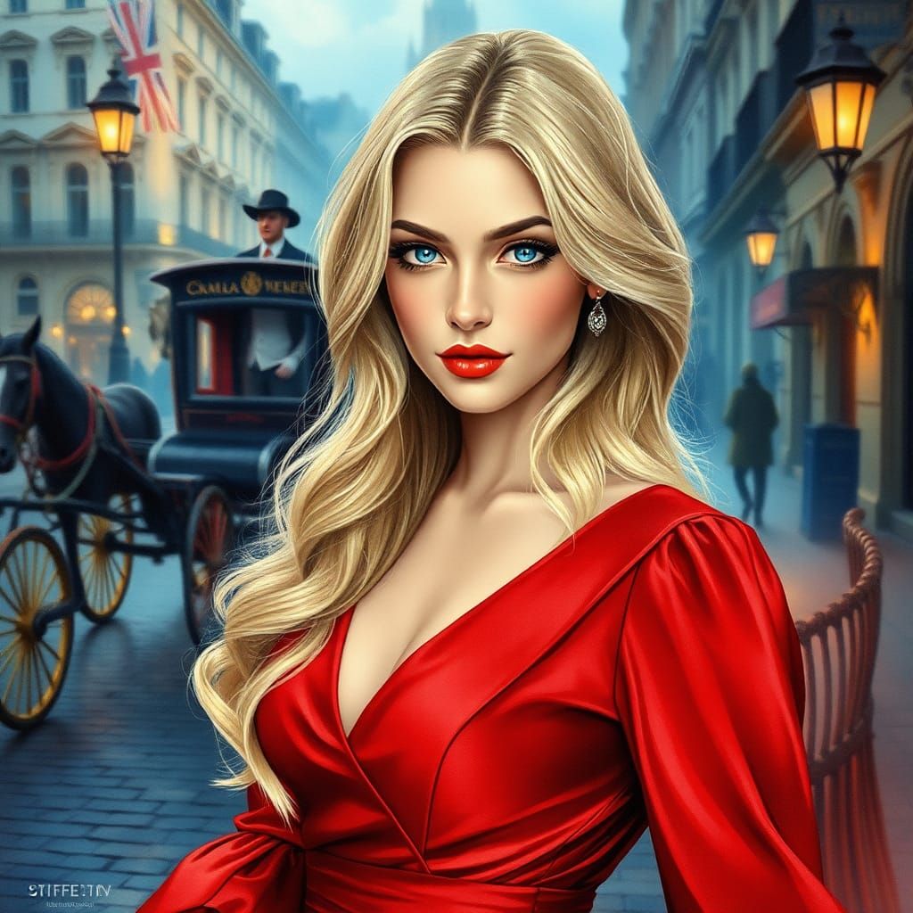 Magical World: Detailed Illustration of London Woman