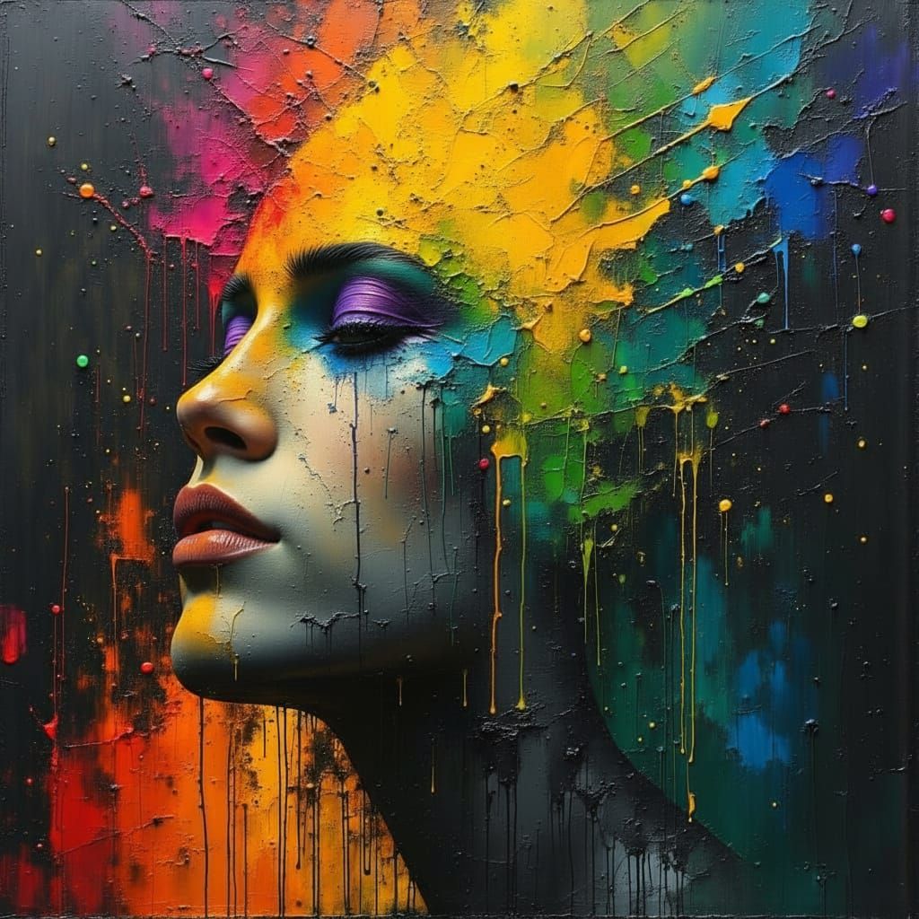 Hopeful Character in Dark Oil Paint Style