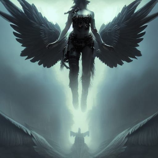 Rebel Punk Dark Angel in Hyperdetailed Digital Art