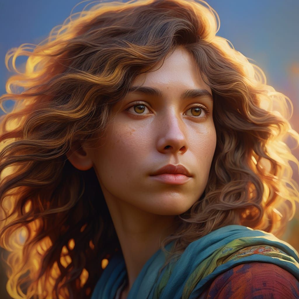 Vibrant Oil Painting Portrait in Greg Rutkowski Style