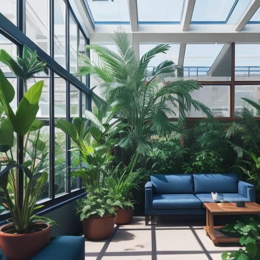 Indigo and Salmon Lounge with Natural Lighting