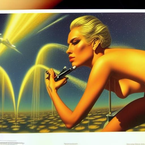 Golden Hour Shower: A Kelly Freas Inspired Image