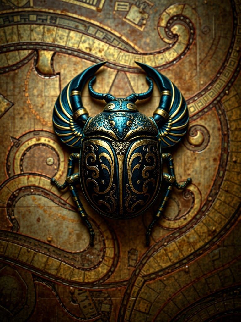 Majestic Egyptian Scarab Beetle in Hyperrealistic Detail