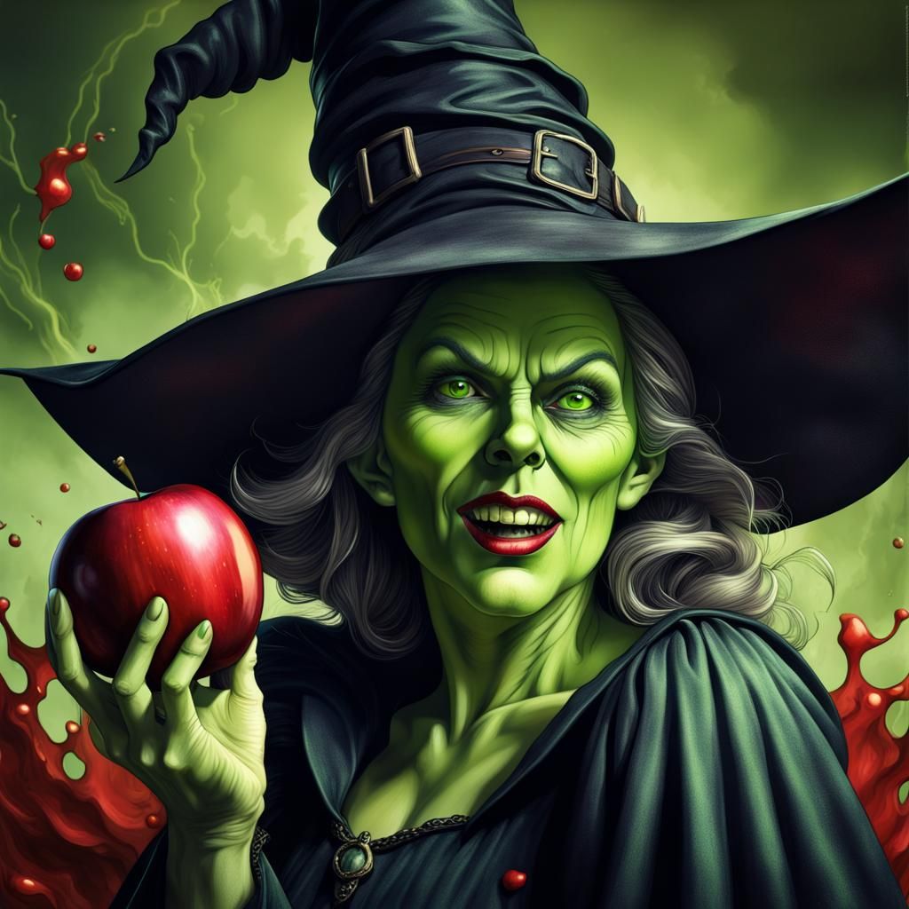 Classic Wicked Witch with Apple, Matte Painting